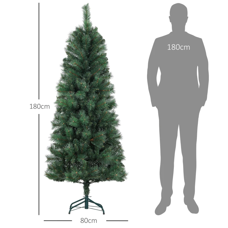 HOMCOM Árvore de Natal 180 cm Árvore de Natal Artificial com 528 Ramos para Interior Verde