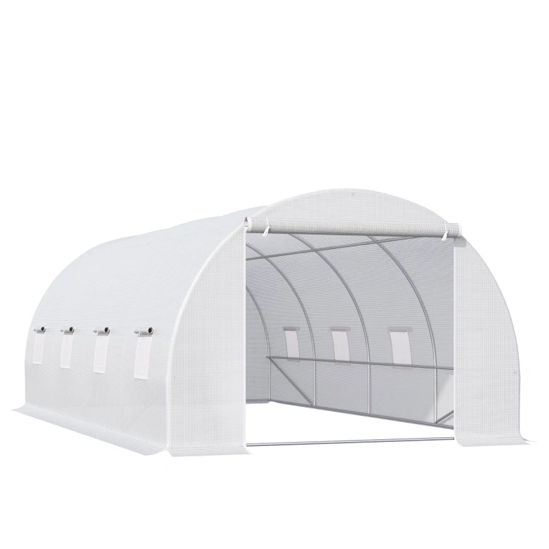 Outsunny Tunnel Sera de gradina pentru plante din PE cu tevi metalice 6x3x2m Alb(m-11)