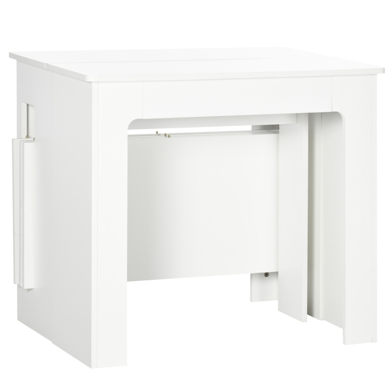 HOMCOM Mesa de Jantar Extensível para 4-6 Pessoas com Lateral Abatível Mesa Auxiliar Multifuncional 180x85x75cm Branco