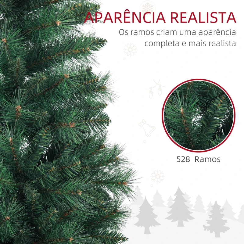 HOMCOM Árvore de Natal 180 cm Árvore de Natal Artificial com 528 Ramos para Interior Verde