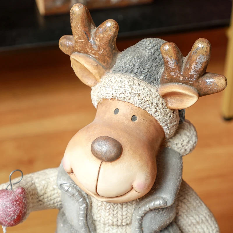 HOMCOM Kerstdecoratie, Rendier met Lantaarn, LED, op Batterijen, 25,5 x 19,5 x 52 cm