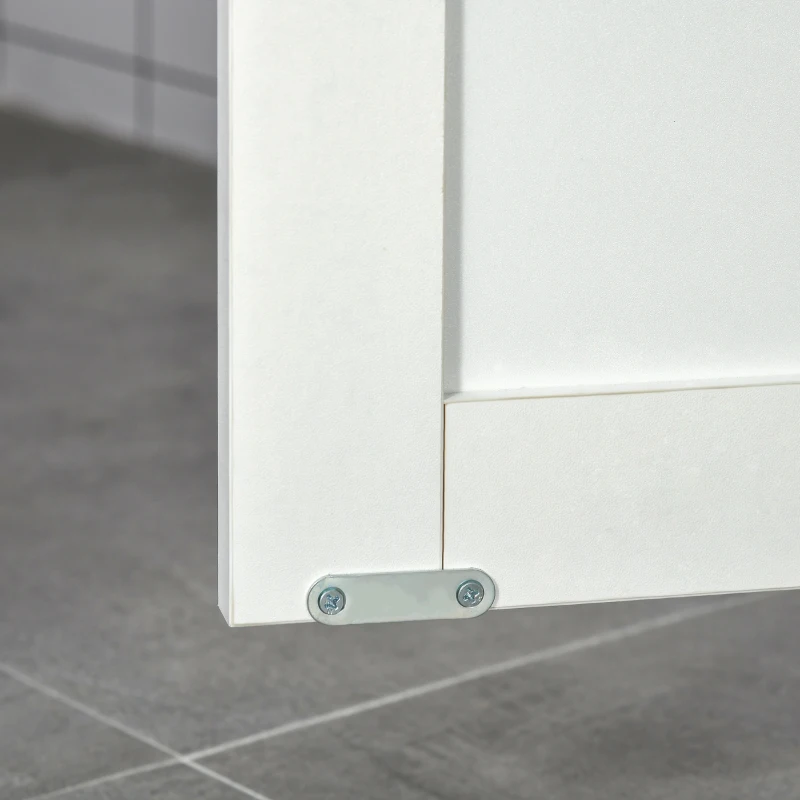 HOMCOM Armário para Casa de Banho com 2 Portas Prateleira Interior Ajustável e Compartimento Aberto Móvel Auxiliar de Armazenamento para Sala de Estar Cozinha 60x30x80cm Branco
