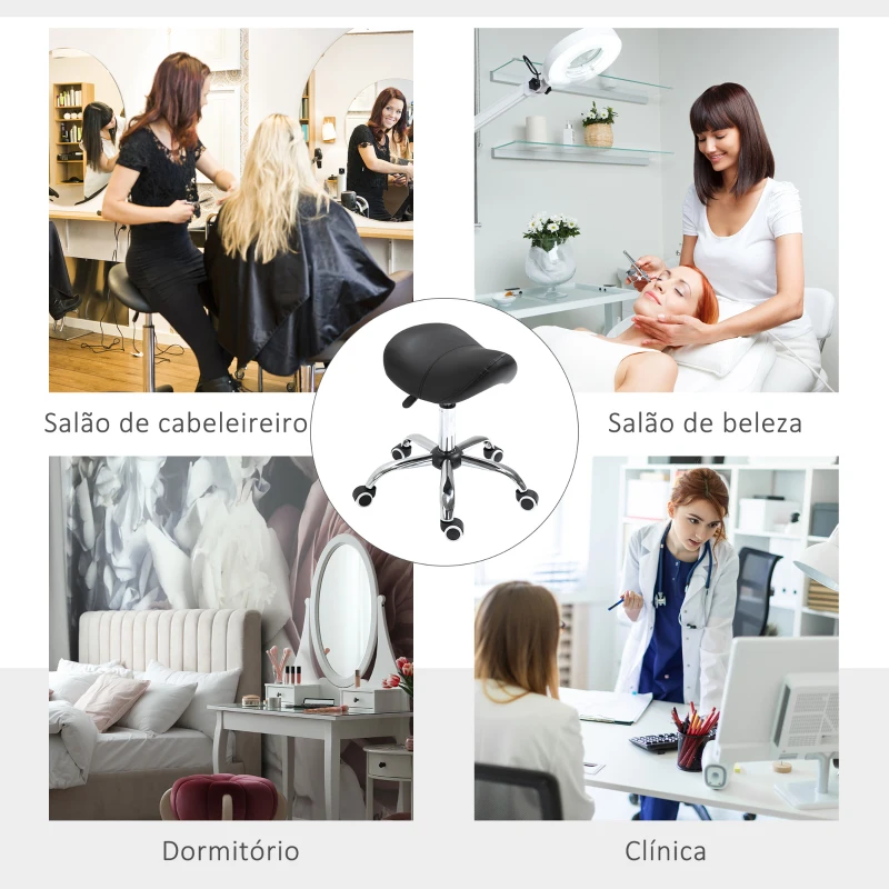 HOMCOM cadeira de trabalho giratória com rodas banco para dentista cabeleireiro cor preta