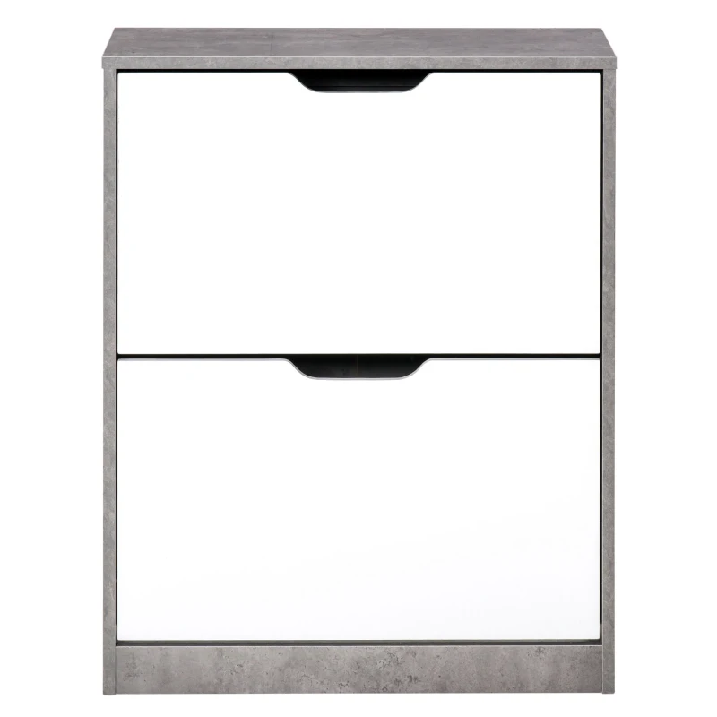 HOMCOM Sapateira Moderna com 2 Prateleiras Abatíveis para 8 Pares de Sapatos Sapateira Estreita 62,5x26x81 cm Cinza