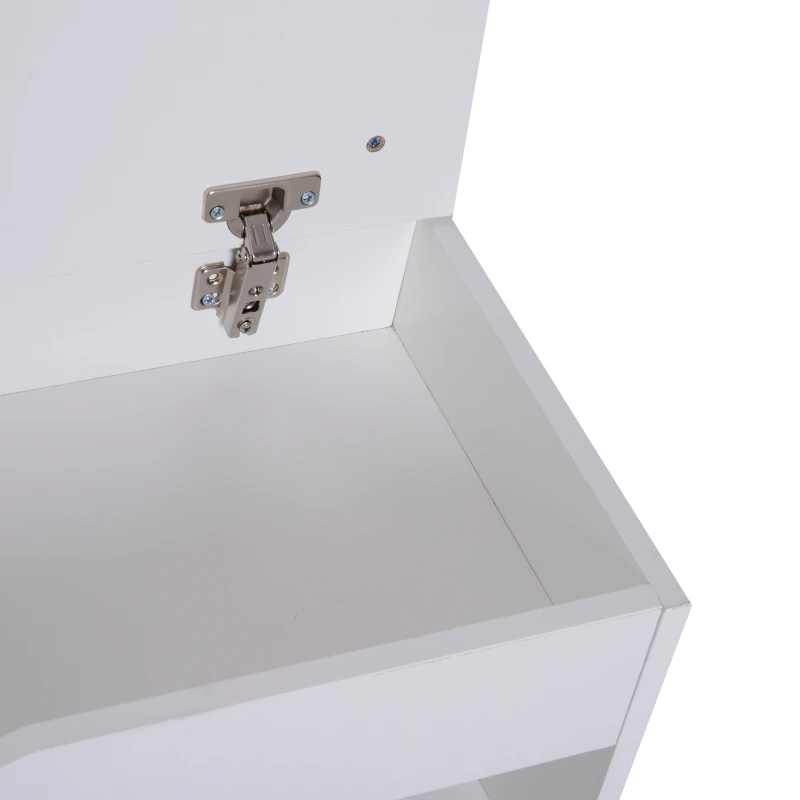 HOMCOM Banco Sapateira com Armazenamento Gaveta Prateleira e Assento Acolchoado para Entrada Estilo Moderno 80x30x47cm Branco