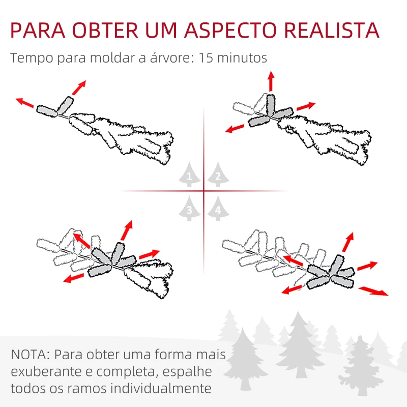 HOMCOM Árvore de Natal Estreita Árvore de Natal Tipo Lápis de 150 cm com Base Dobrável e 317 Ramos para Escritório Verde