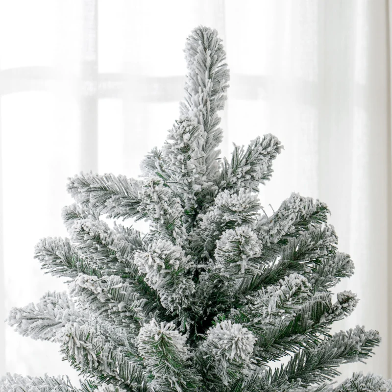HOMCOM Árvore de Natal Artificial Nevado 180 cm com 796 Ramos e Suporte de Metal Árvore Natalina Nevado para Interior Verde