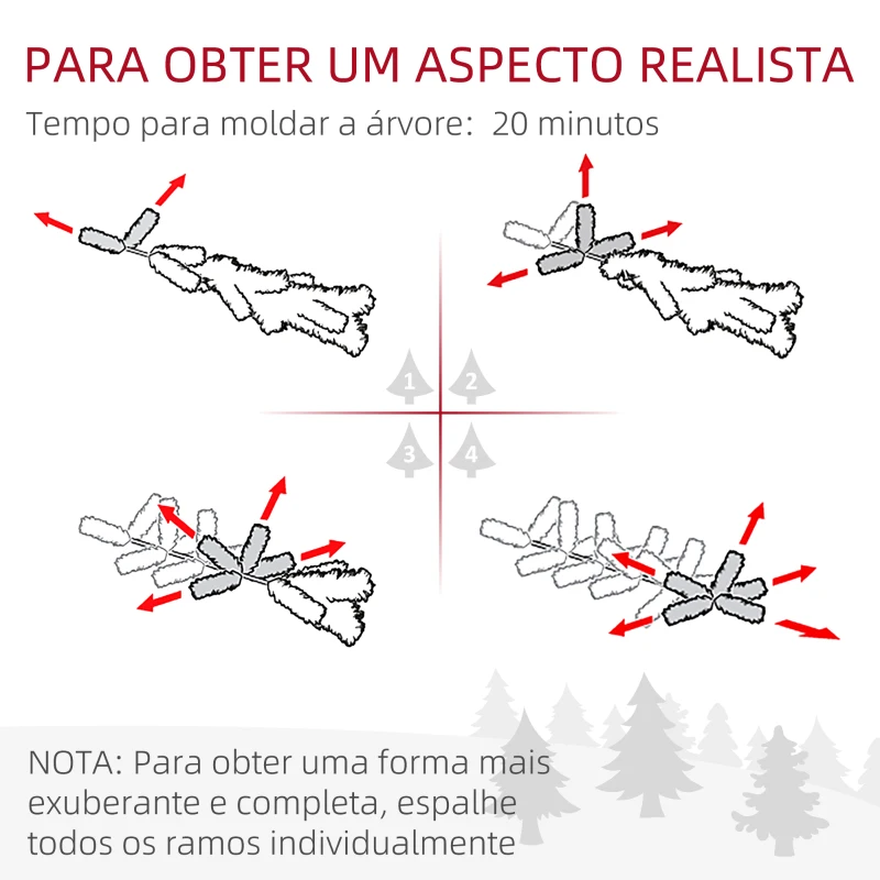 HOMCOM Árvore de Natal 150 cm Árvore de Natal Artificial com 354 Ramos e Suporte de Metal para Interior Verde