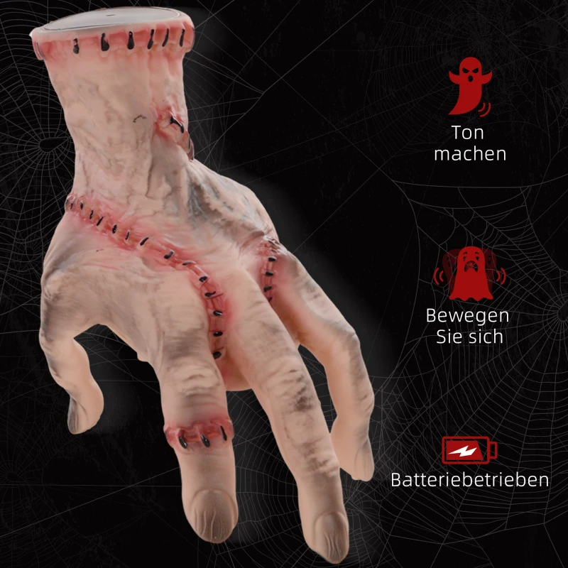 HOMCOM Horror Hand, Halloween Decor, geactiveerd met Geluid/Aanraking, beweeglijk, Geluid
