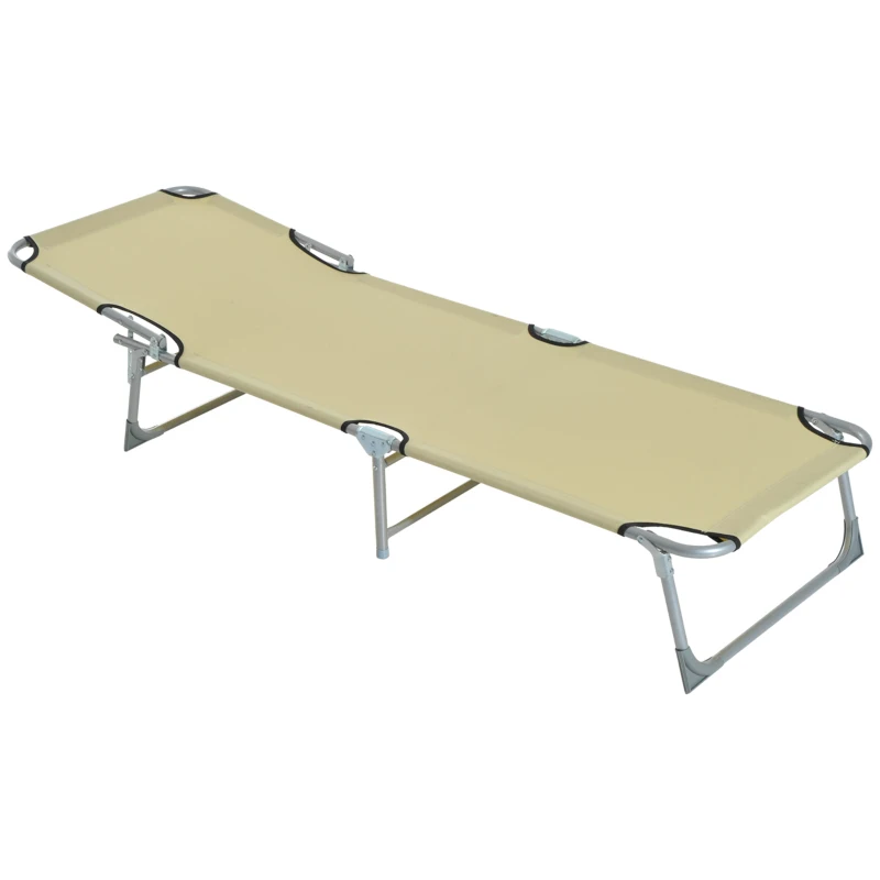 Outsunny Espreguiçadeira Dobrável e Reclinável em 4 Posições com Estrutura Metálica e Tecido Oxford para Exterior 187x58x28 cm Bege