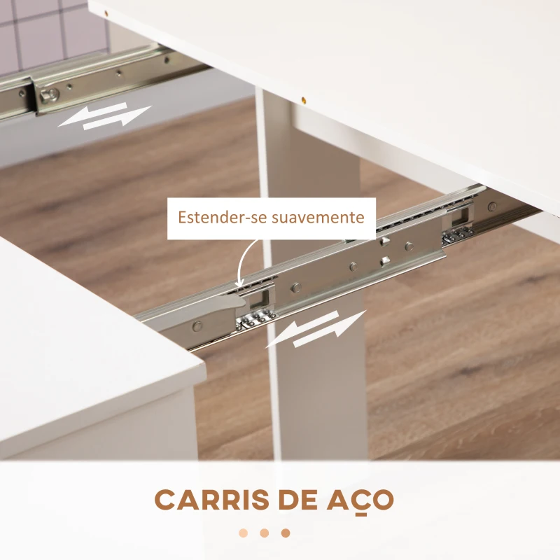 HOMCOM Mesa de Jantar Extensível para 4-6 Pessoas com Lateral Abatível Mesa Auxiliar Multifuncional 180x85x75cm Branco