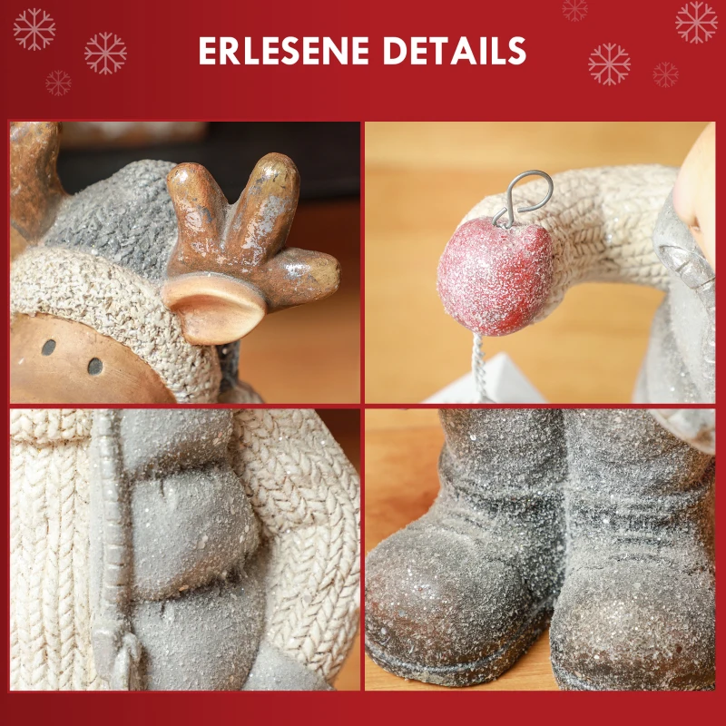 HOMCOM Kerstdecoratie, Rendier met Lantaarn, LED, op Batterijen, 25,5 x 19,5 x 52 cm