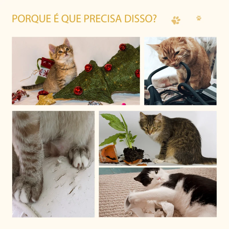 PawHut Árvore para Gatos de 2 Níveis com Caverna Superior Postes Arranhadores de Sisal Natural Almofadas Laváveis e Bola de Brinquedo 35x35x81cm Carvalho