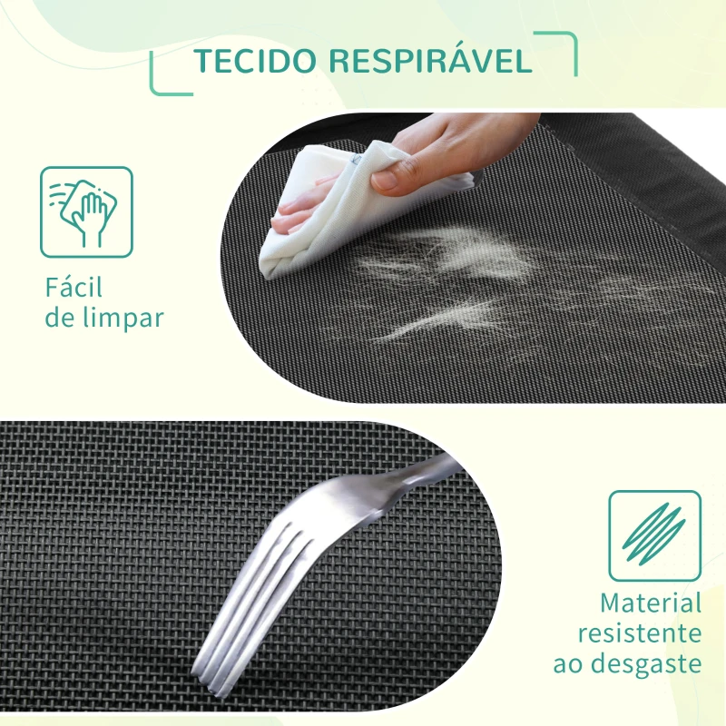 PawHut Cama Elevada para Animais de estimação Cães Gatos Tela Transpirável com Almofada Removível Exterior Interior Jardim Terraço 91x60x23cm Preto