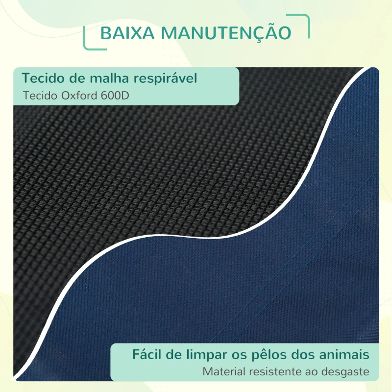 PawHut Cama para Animais de Estimação Cama Elevada para Cães Gatos com Tecido Transpirável para Dormir Exterior Jardim Terraço 76x61x18cm Azul