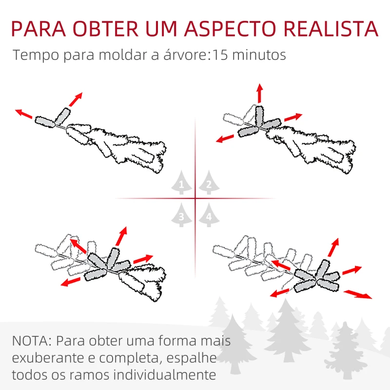 HOMCOM Árvore de Natal Artificial Nevado 210cm com 1021 Ramos e Suporte de Metal Árvore Natalina Nevado para Interior Verde
