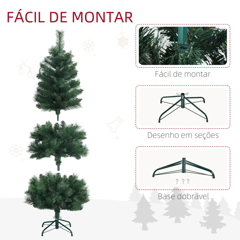 HOMCOM Árvore de Natal 150 cm Árvore de Natal Artificial com 354 Ramos e Suporte de Metal para Interior Verde