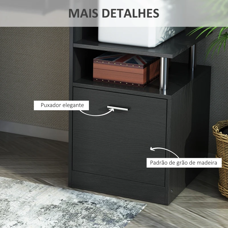 HOMCOM Secretária para Escritório de Madeira MDF 152x60x88 cm Preto