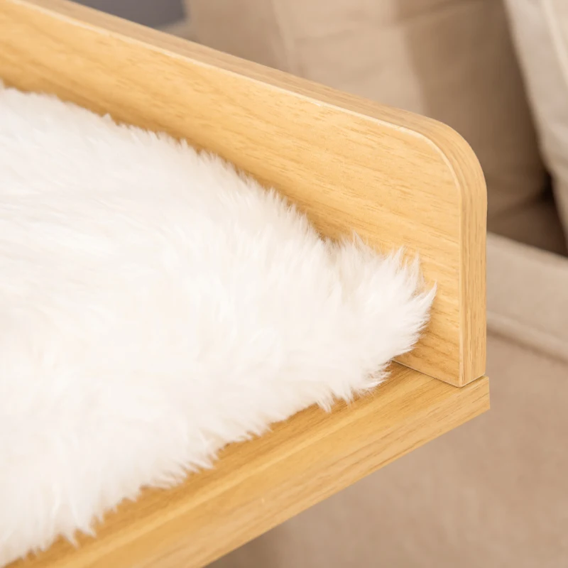 PawHut Árvore para Gatos de 2 Níveis com Caverna Superior Postes Arranhadores de Sisal Natural Almofadas Laváveis e Bola de Brinquedo 35x35x81cm Carvalho