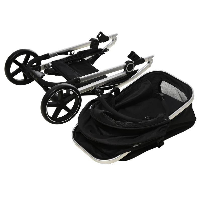 PawHut 2-IN-1 Hundebuggy Tragtasche bis 10kg Kissen klappbar 1 Aufbewahrungskorb 83 cm x 58 cm x 102 cm Schwarz