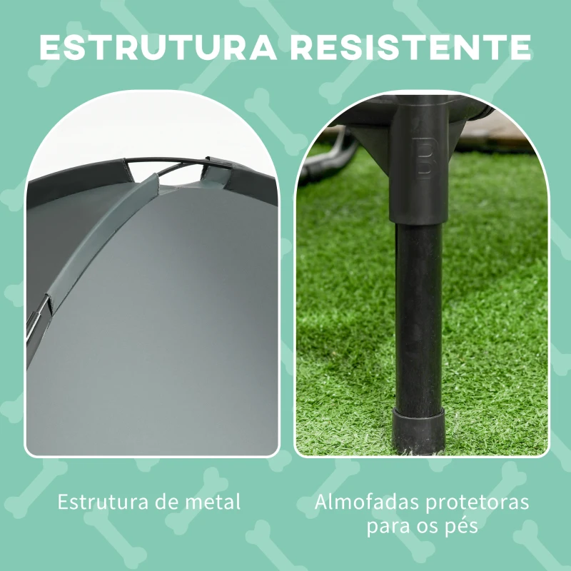 PawHut Cama elevada para animais de estimação com toldo Portátil e removível tecido respirável 92x76x90 cm cinza