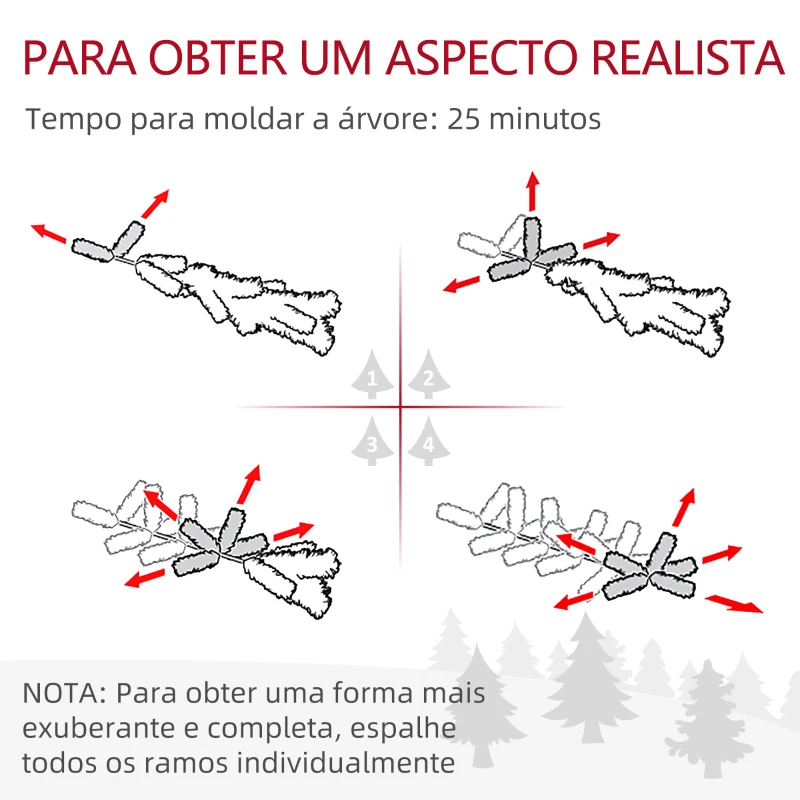 HOMCOM Árvore de Natal Artificial Coberta de Neve 150 cm com 317 Ramos e Suporte de Metal Árvore Natalícia para Sala Interior Verde