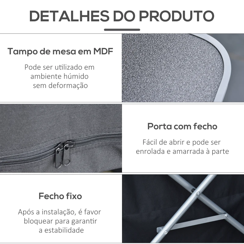 Outsunny Armário de cozinha de acampamento dobrável com para vento 3 prateleiras Bolsa de armazenamento bancada de 65x58x93 cm para piqueniques de acampamento Tecido Oxford Preto