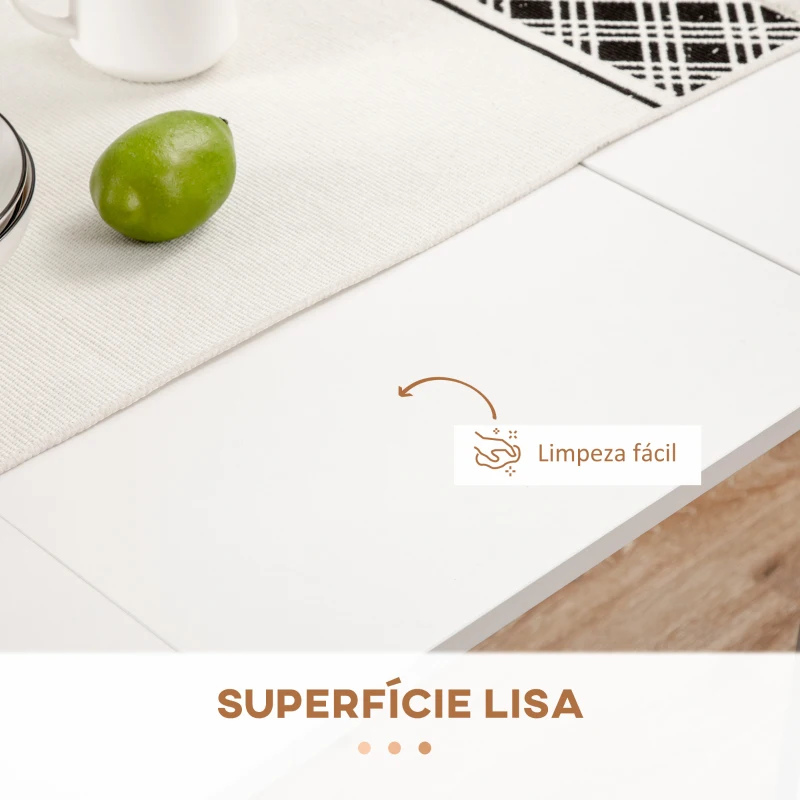 HOMCOM Mesa de Jantar Extensível para 4-6 Pessoas com Lateral Abatível Mesa Auxiliar Multifuncional 180x85x75cm Branco