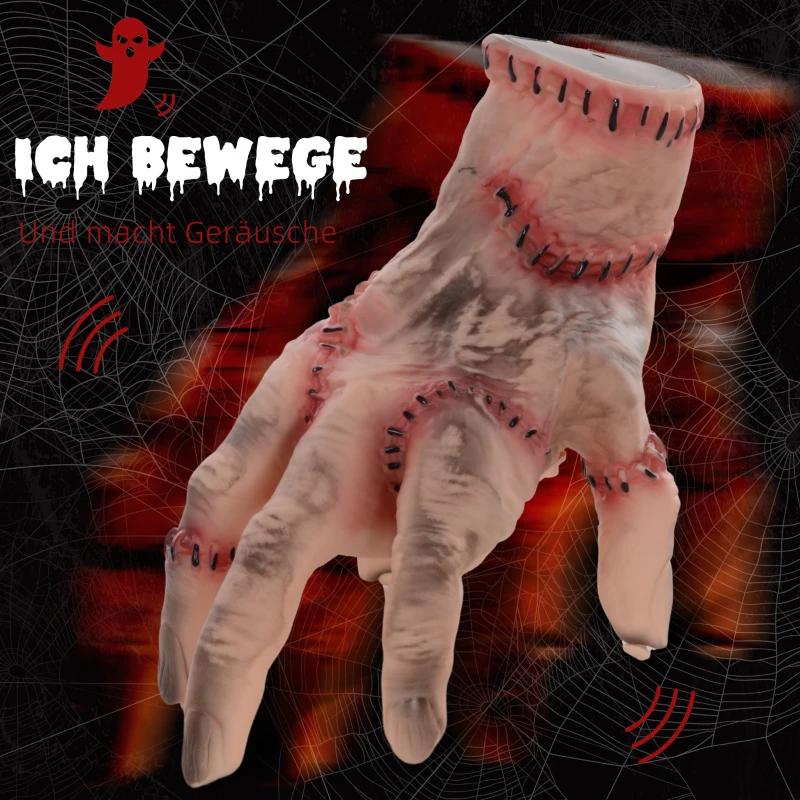 HOMCOM Horror Hand, Halloween Decor, geactiveerd met Geluid/Aanraking, beweeglijk, Geluid