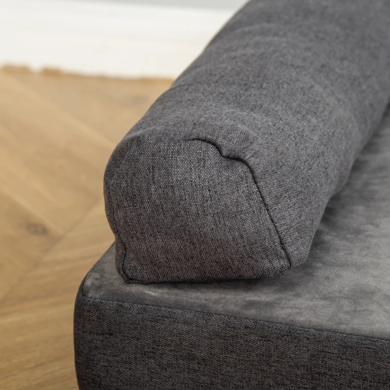 PawHut Cama para Cães Lavável Ortopédica com Almofada e Capa Removível Almofada para Cães de Pelúcia e Espuma Viscoelástica 75x55x20cm Cinza
