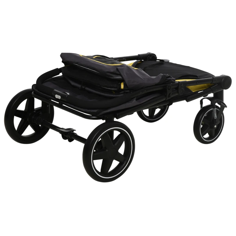 PawHut Hundetrolley bis 30kg klappbar One-klick-system 2 Sicherheitsleinen Aufbewahrungstaschen Gepolsterter Griff Dunkelgrau