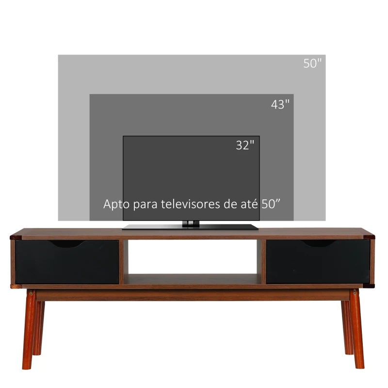 HOMCOM Suporte de TV para TV de 50 "com 2 gavetas e compartimento aberto Estilo Moderno 122x39x46 cm Marrom