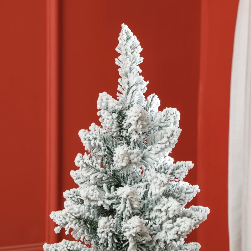 HOMCOM Árvore de Natal Artificial Coberta de Neve 150 cm com 317 Ramos e Suporte de Metal Árvore Natalícia para Sala Interior Verde