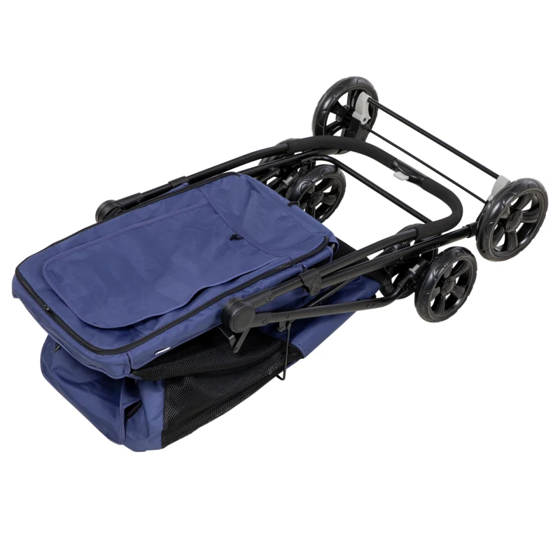 PawHut Hundetrolley bis 20kg klappbar Kissen 3 Seitentaschen 102 cm x 62 cm x 105 cm Blau