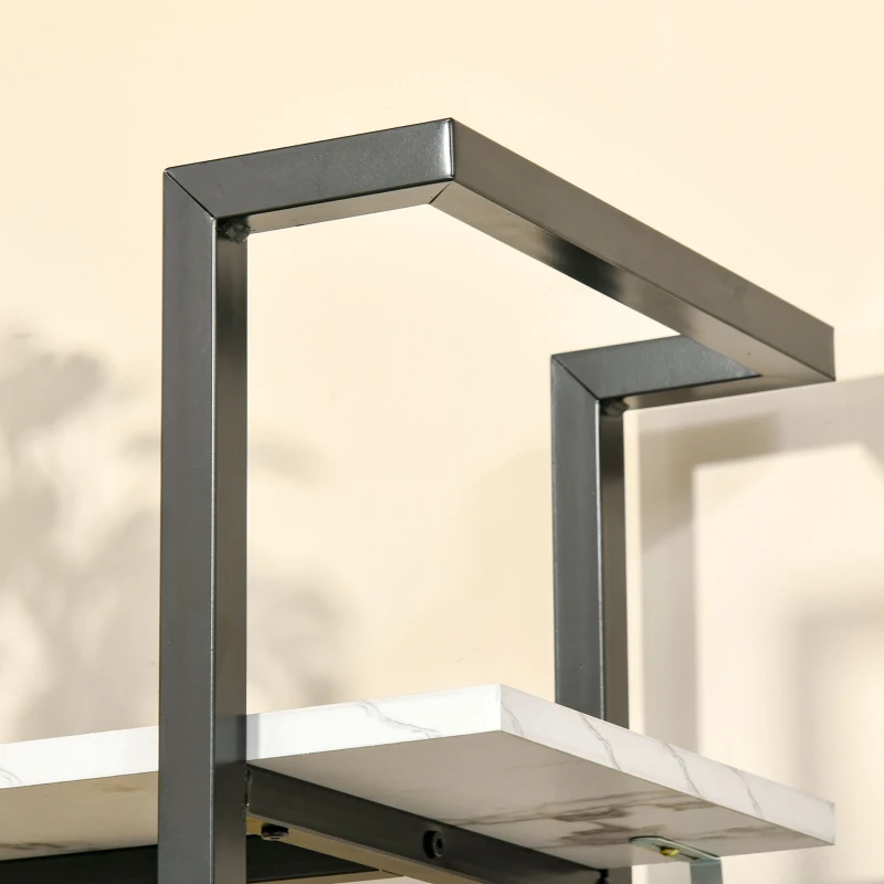 HOMCOM Estante de 4 Níveis Estante de Livros com Armazenamento com Prateleiras com Efeito de Mármore Moderno para Sala de Estar Escritório Cozinha Dormitório 92x35x152cm Preto e Branco