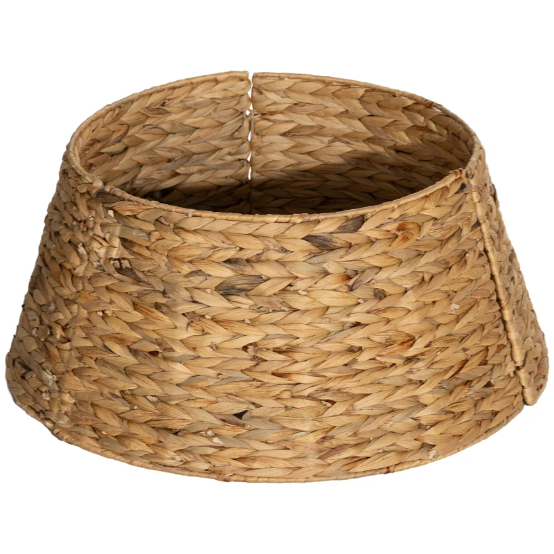 HOMCOM Osłona na stojak do choinki, rustykalna, wzór plecionki, wodna hiacynta, wzmocnienie metalowe