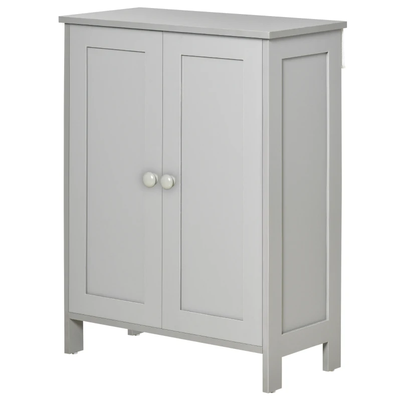 HOMCOM Armário de Sala de Estar com 2 Portas e Prateleiras Interiores Ajustáveis Móvel Auxiliar de Armazenamento Multiuso para Casa de Banho Cozinha Sala de Jantar 60x30x80cm Cinza