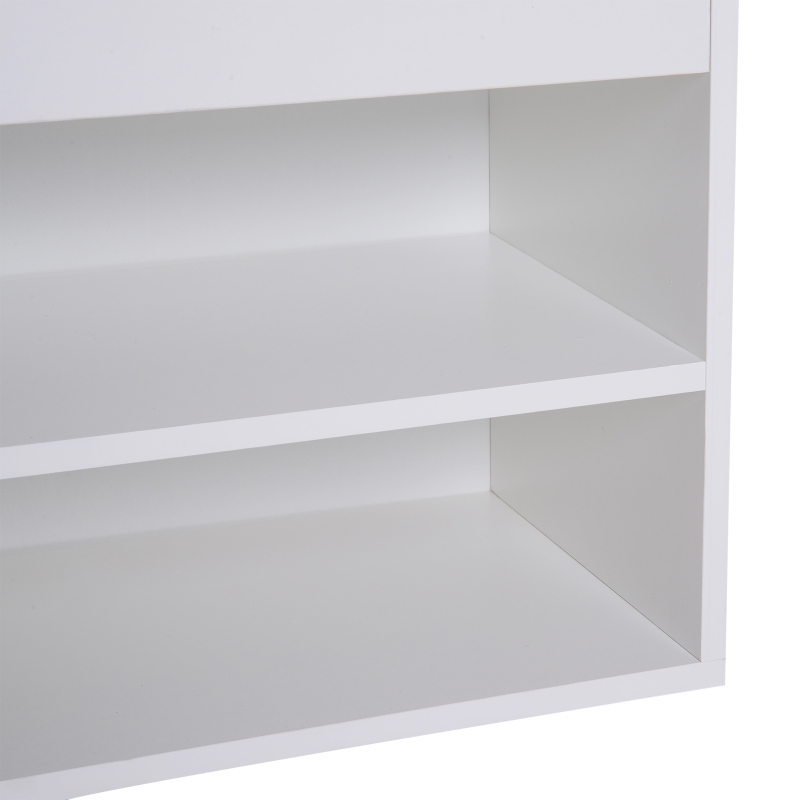 HOMCOM Banco Sapateira com Armazenamento Gaveta Prateleira e Assento Acolchoado para Entrada Estilo Moderno 80x30x47cm Branco
