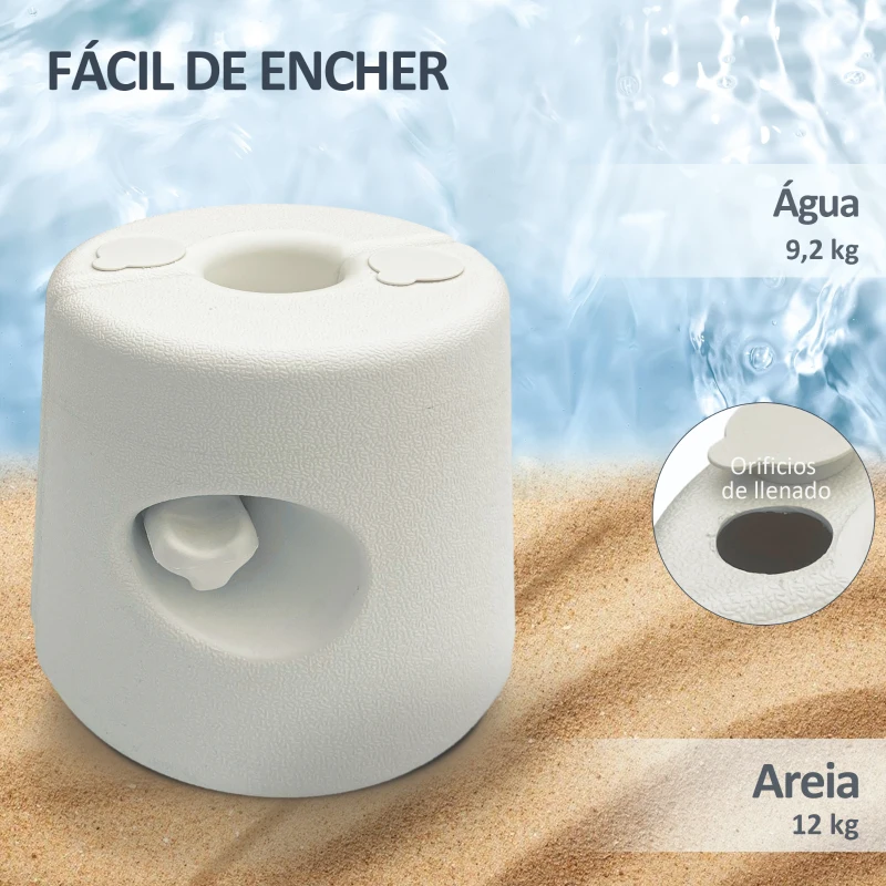 Outsunny Conjunto de 4 Pesos para Tendas Dobráveis Suportes Enchivel com 9,5 kg de Água ou 12 kg de Areia  Ø24x25,5 cm Branco