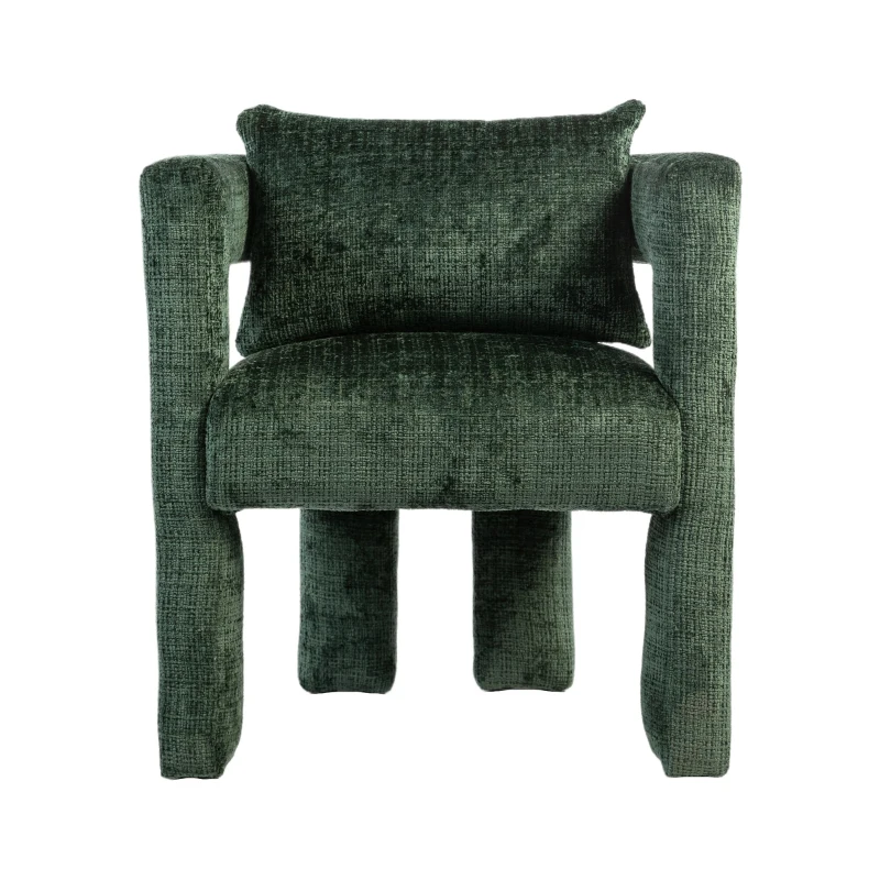 Modern Lounge Chair Set of 2 with Hollow Armrest Design, Cushions and Pillows, 60x44x65 cm, Emerald