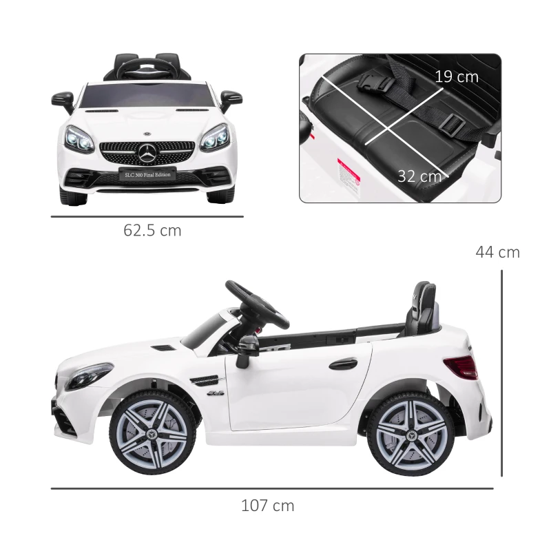 AIYAPLAY Mașină Electrică pentru Copii 3-6 Ani cu 2 Motoare și Telecomandă, 107x62,5x44 cm, Alb(m-3)