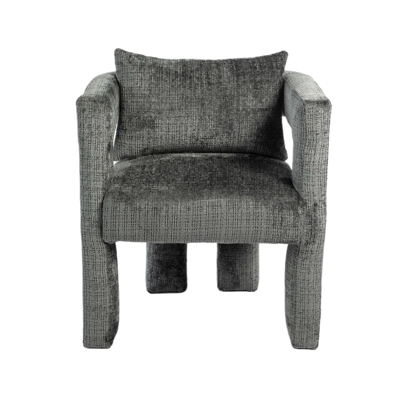 Set of 2 Modern Sofa Chair with Hollow Armrest Design, Cushions and Pillows, 60x44x65 cm, Dark Gray
