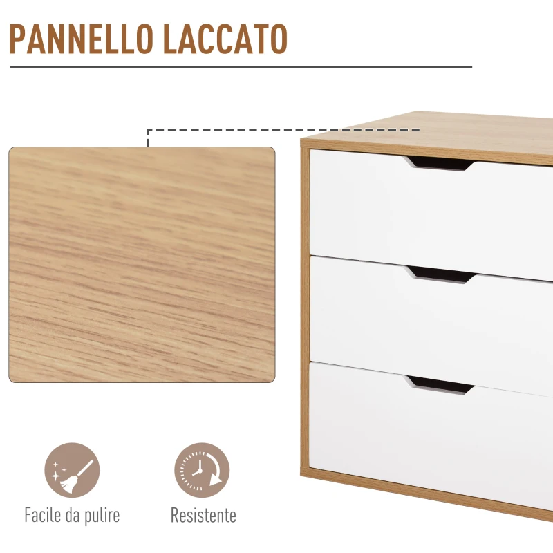 HOMCOM Mobile Cassettiera Portaducomento Ufficio con 3 Cassetti, Arredamento moderno per Casa e Studio, Bianco