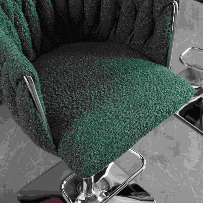 Set of 2 Kitchen Bar Stools with Woven Backs and Silver Base, Height Adjustable Bar Chairs, for Kitchen Island and Pub, 53x51x87 cm, Emerald