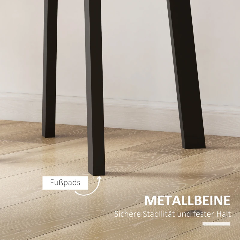 HOMCOM Stół obiadowy dla 2 osób, biała blat, metalowe nogi z nakładkami, Ø72 x 75H cm, Czarny