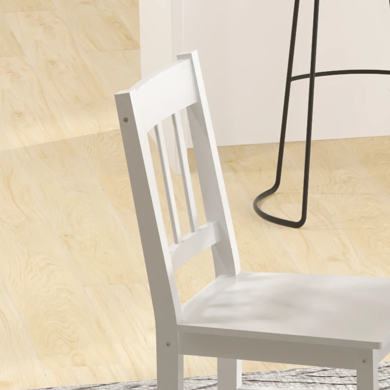 HOMCOM Juego de 4 Sillas de Comedor Silla de Cocina con Respaldo de Listones Marco de Madera de Pino 41x46,5x85,5 cm Blanco