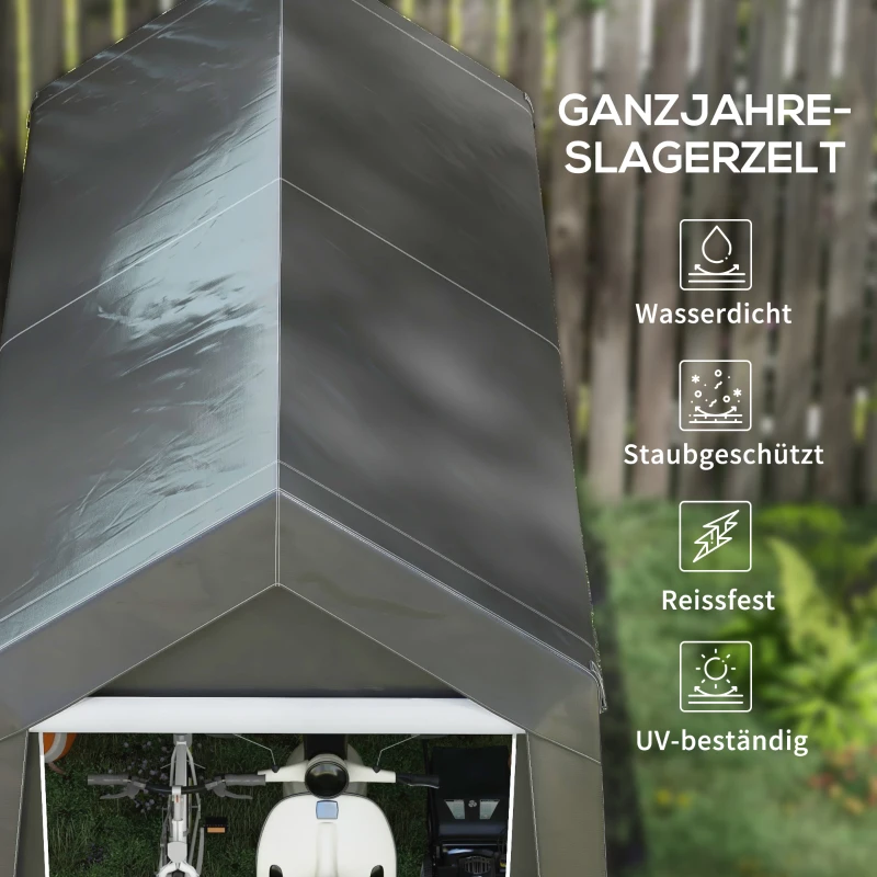 Outsunny Weerbestendige Tuintent, UV-bestendig, Ventilatieraam, Stalen Frame, 210x360x235 cm, Donkergrijs(m-4)