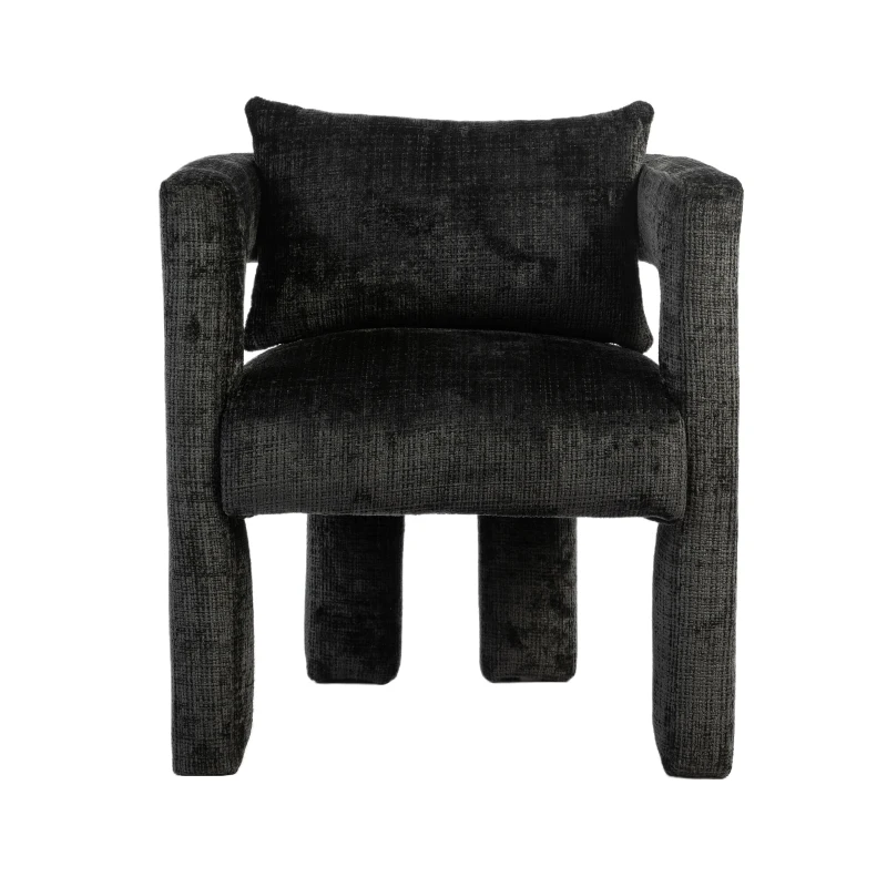 Set of 2 Lounge Chair with Hollow Armrest, Comfortable Cushions and Pillows, Occasional Accent Armchair for Sitting Room, 60x44x65 cm, Black