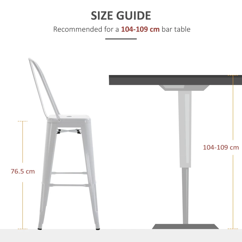 HOMCOM Set 2 Taburete de Bucătărie cu Spătar Detașabil și Reazem pentru Picioare, 44x49x116 cm, Roșu