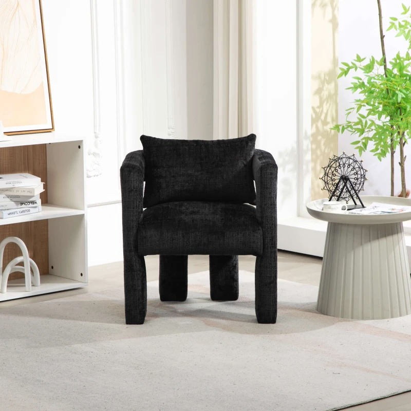 Set of 2 Lounge Chair with Hollow Armrest, Comfortable Cushions and Pillows, Occasional Accent Armchair for Sitting Room, 60x44x65 cm, Black